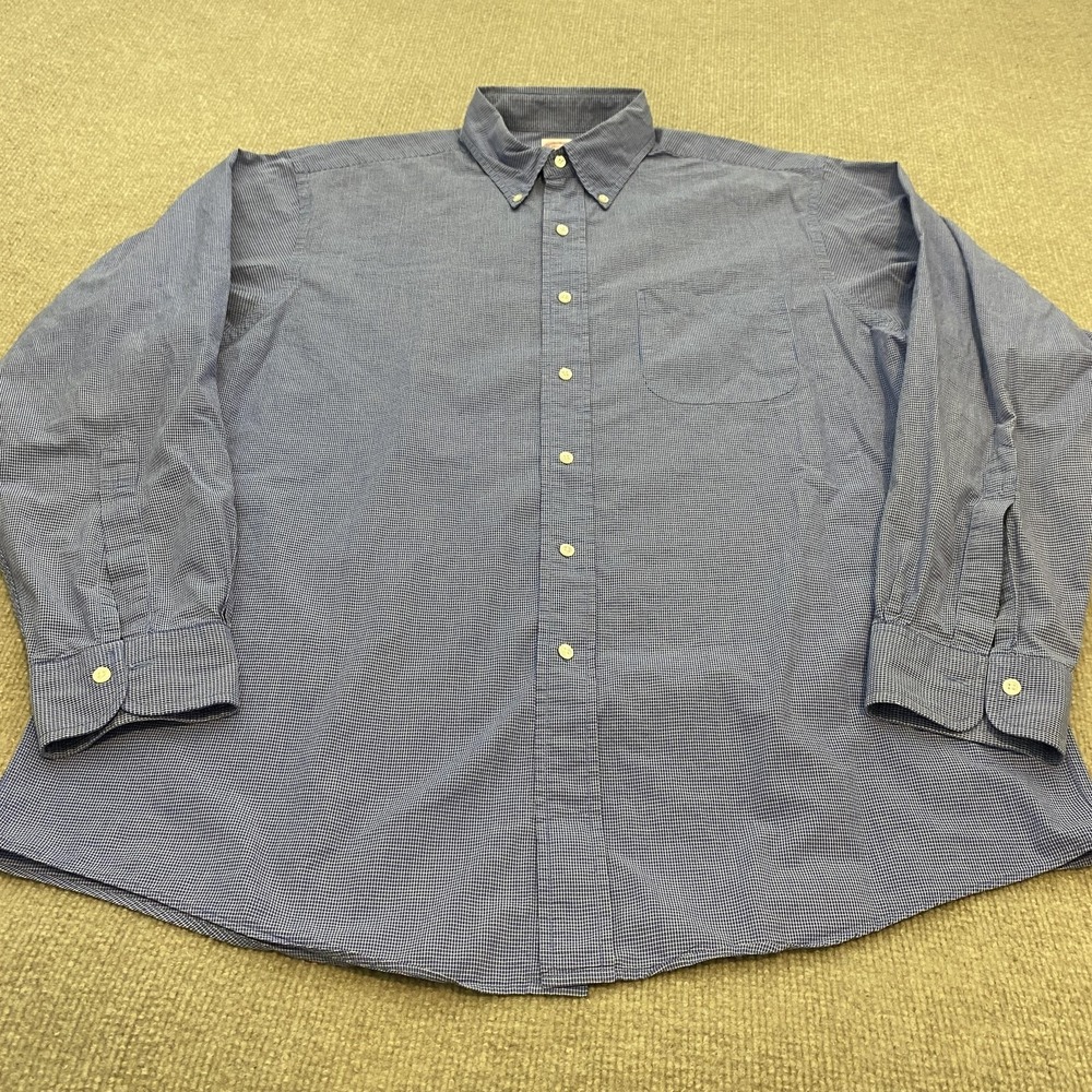 Brooks Brothers Shirt Mens 16.5 34/35 Blue Check Classic Fit Cotton Made Jamaica